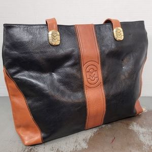 Marino Orlandi Black and Tan Leather Shoulder Bag